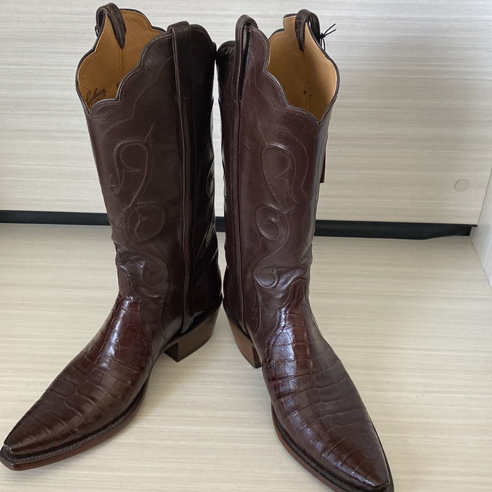 Lucchese Womens handmade leather cowboy boots L4127 size 9.5 caiman belly - Picture 11 of 12